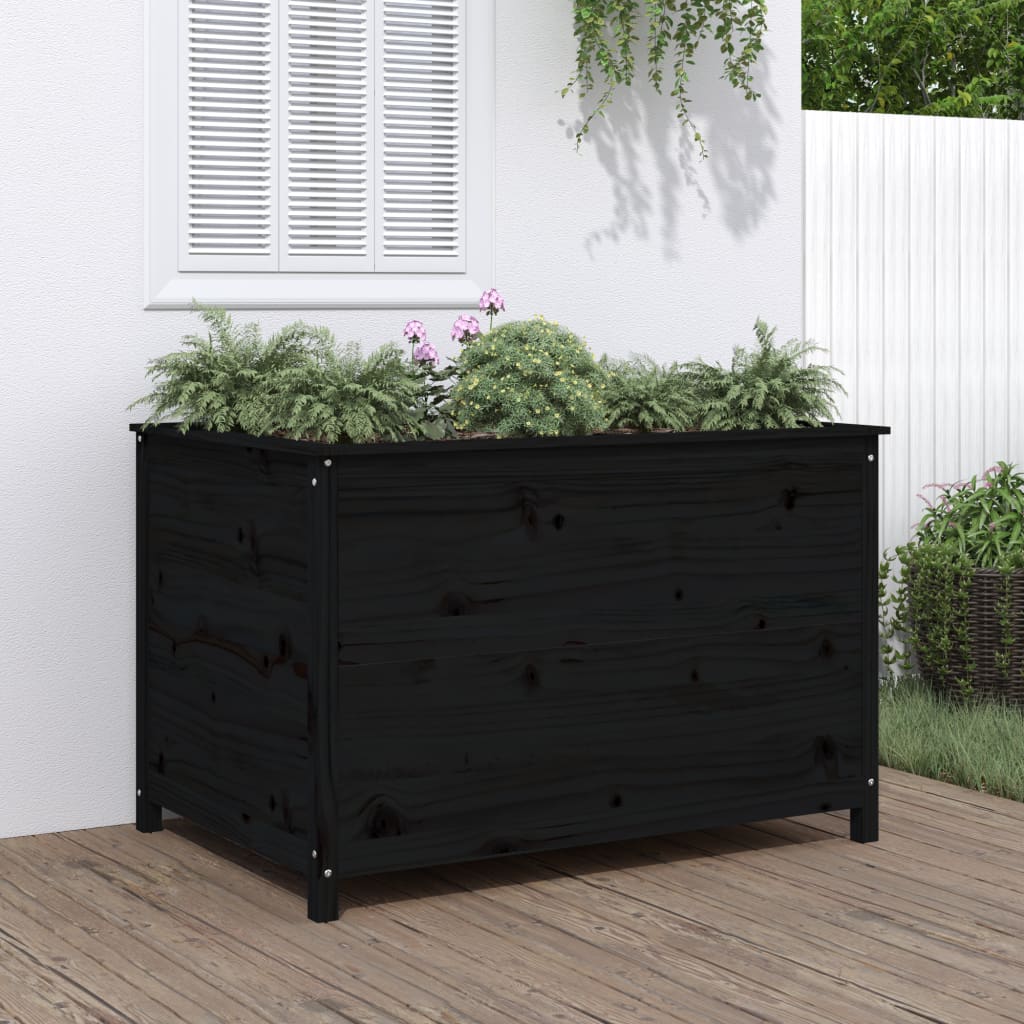 Vidaxl Planter hevet 119,5x82,5x78 cm solid furu tre svart