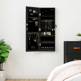 Vidaxl Schmuckschrank mit Spiegel und mit LED -Wand montiertem Schwarz