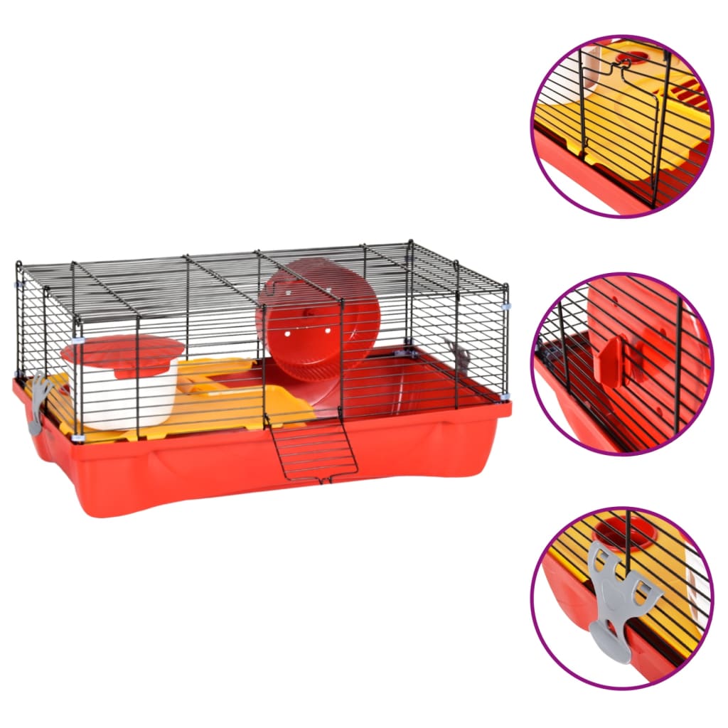 Vidaxl Hamsterkooi 58x32x36 cm Polypropen und Metallrot