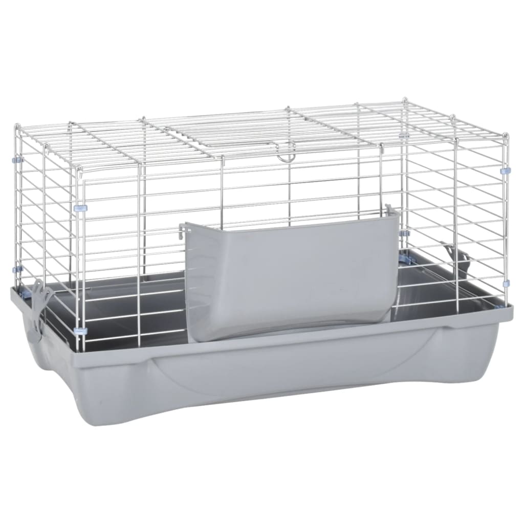 VidaXL Dierenhok kleine dieren 58x32x31 cm polypropeen en metaal grijs