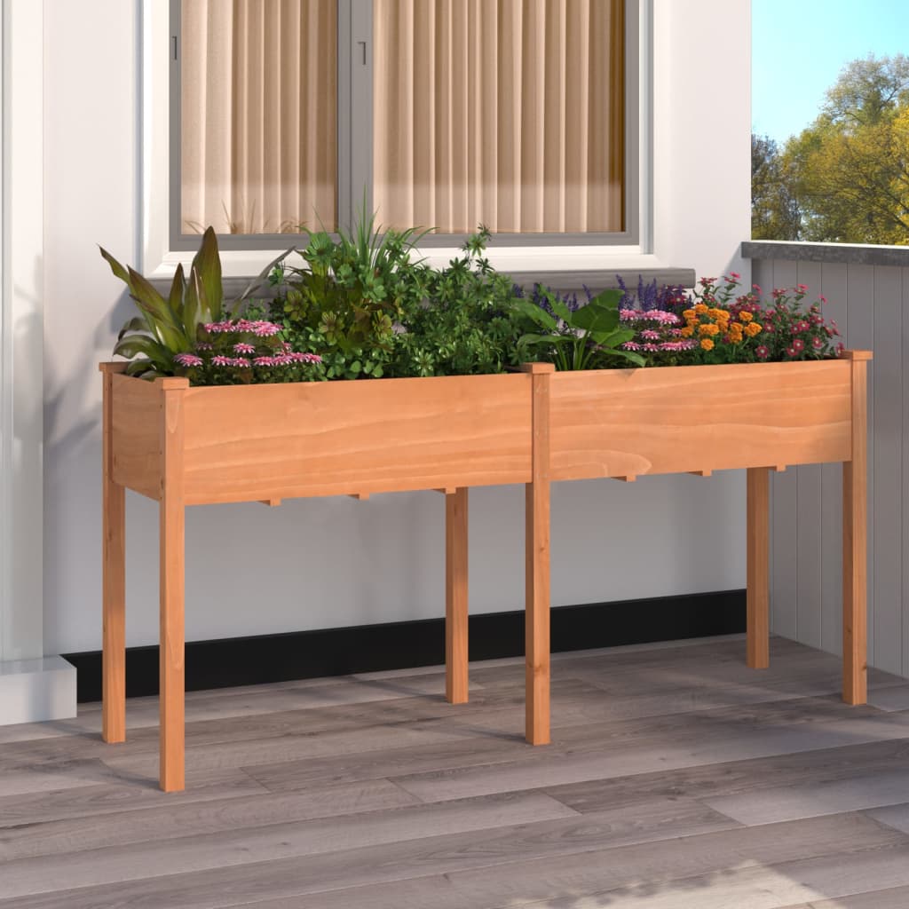 VidaXL Planter with lining 161x45x76 cm solid pine brown