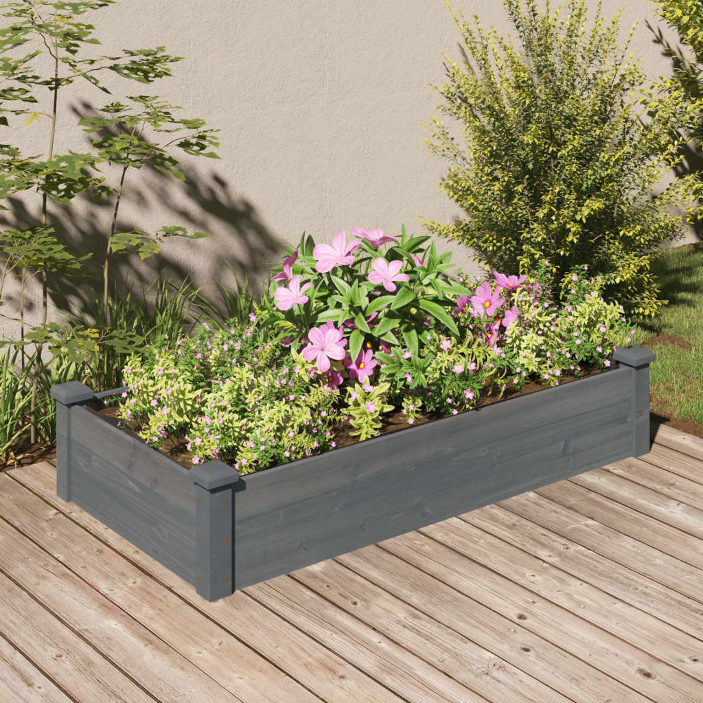 Vidaxl Planter hevet med fôr 120x60x25 cm furu -wood grå