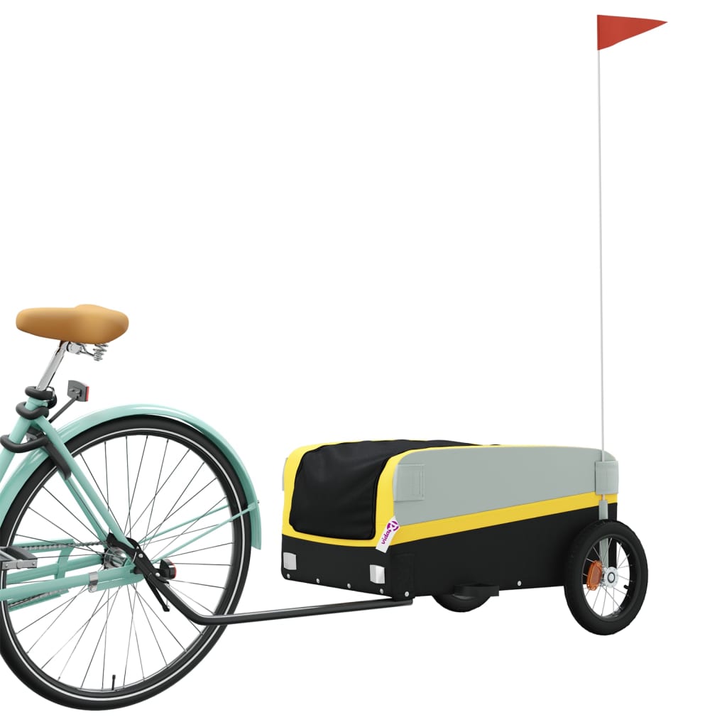 Vidaxl bicycle trailer 30 kg iron black and yellow