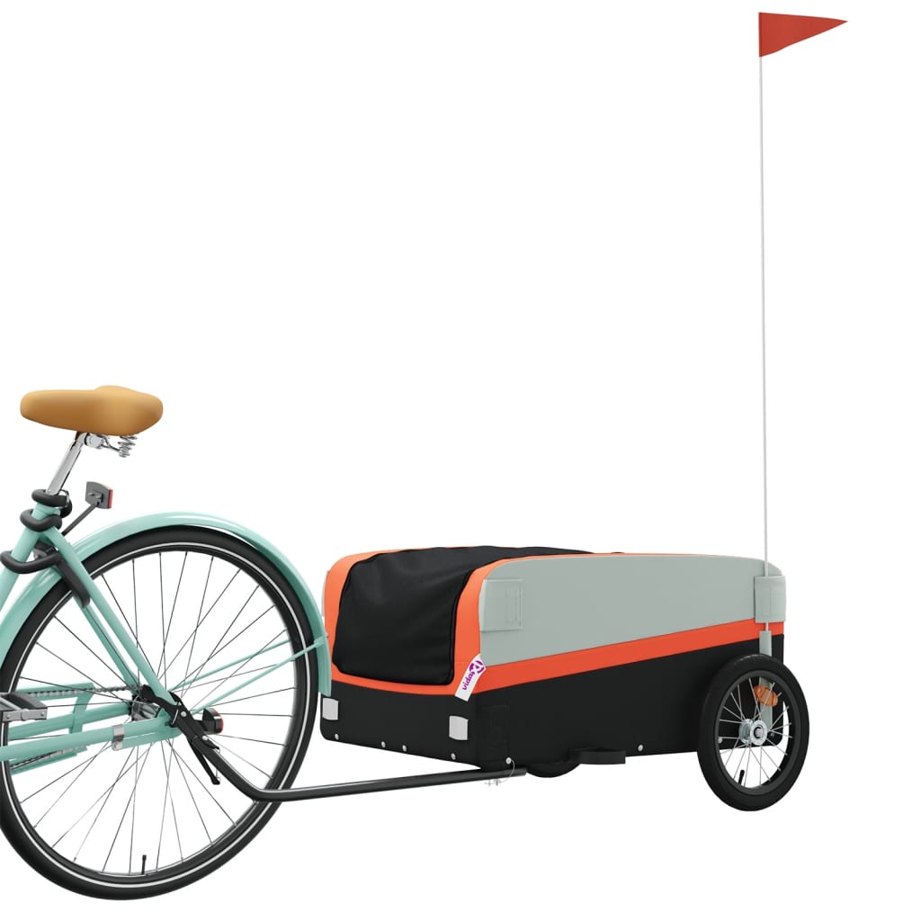 Trailer Vidaxl Bicycle 45 kg di ferro nero e arancione