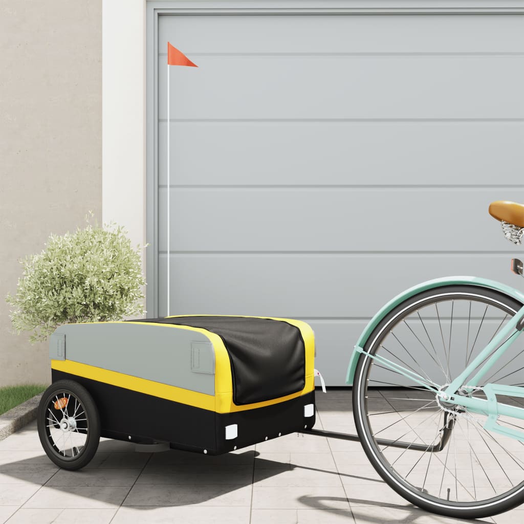 Trailer Vidaxl Bicycle 45 kg di ferro nero e giallo