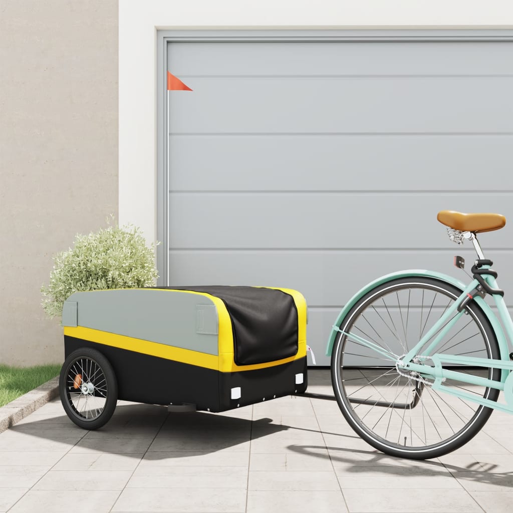 Vidaxl bicycle trailer 45 kg iron black and yellow