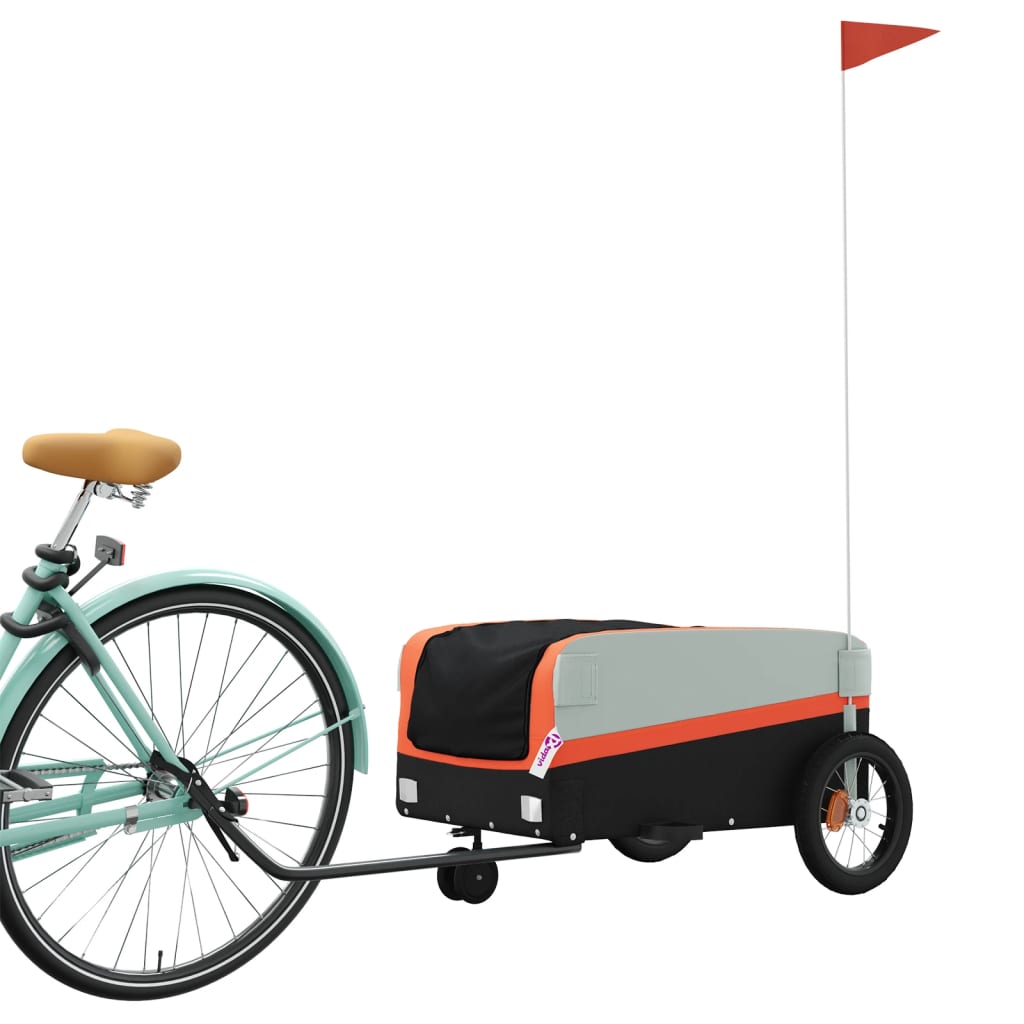 Vidaxl Bicycle Trailer 30 kg di ferro nero e arancione