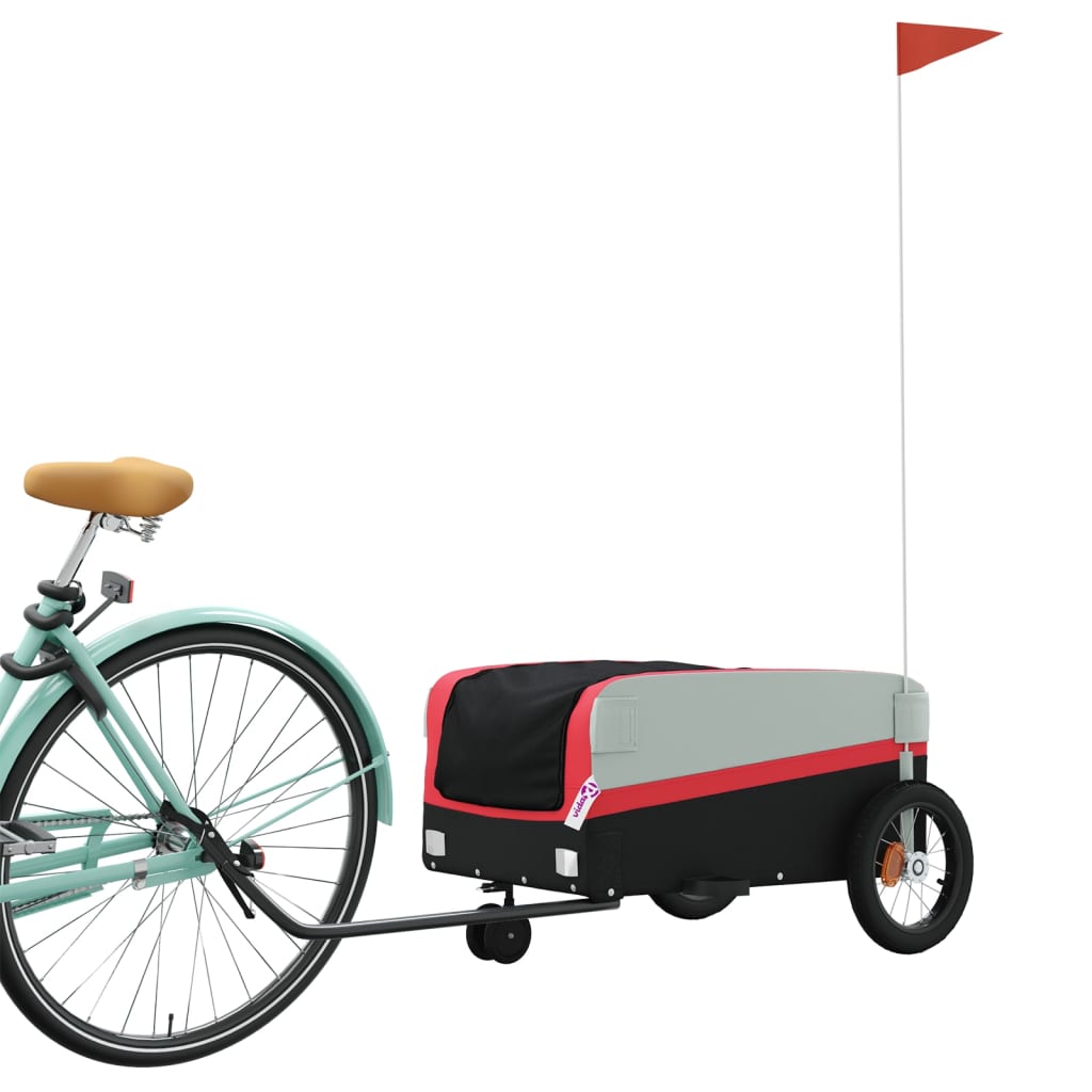 Trailer per biciclette Vidaxl 30 kg di ferro nero e rosso