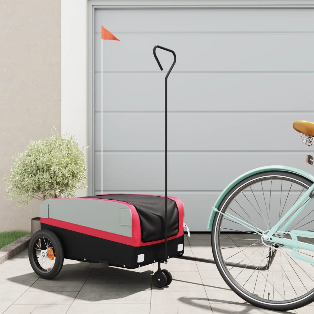 VidaXL Fietstrailer 30 kg ijzer zwart en rood