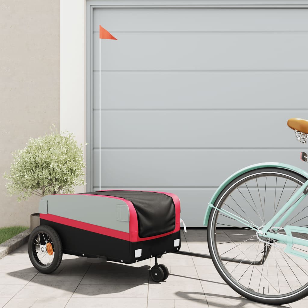 Vidaxl cykeltrailer 30 kg jern sort og rød