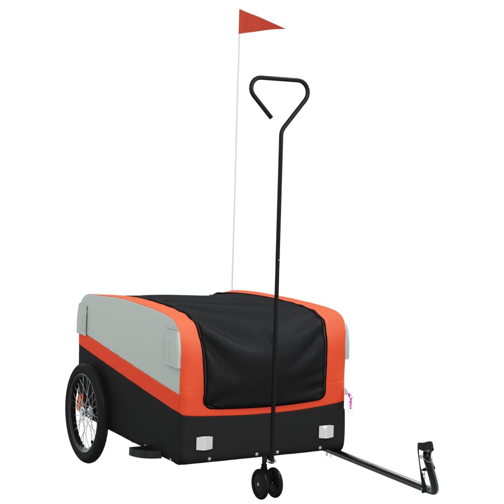 Vidaxl Bicycle Trailer 45 kg jern svart og oransje