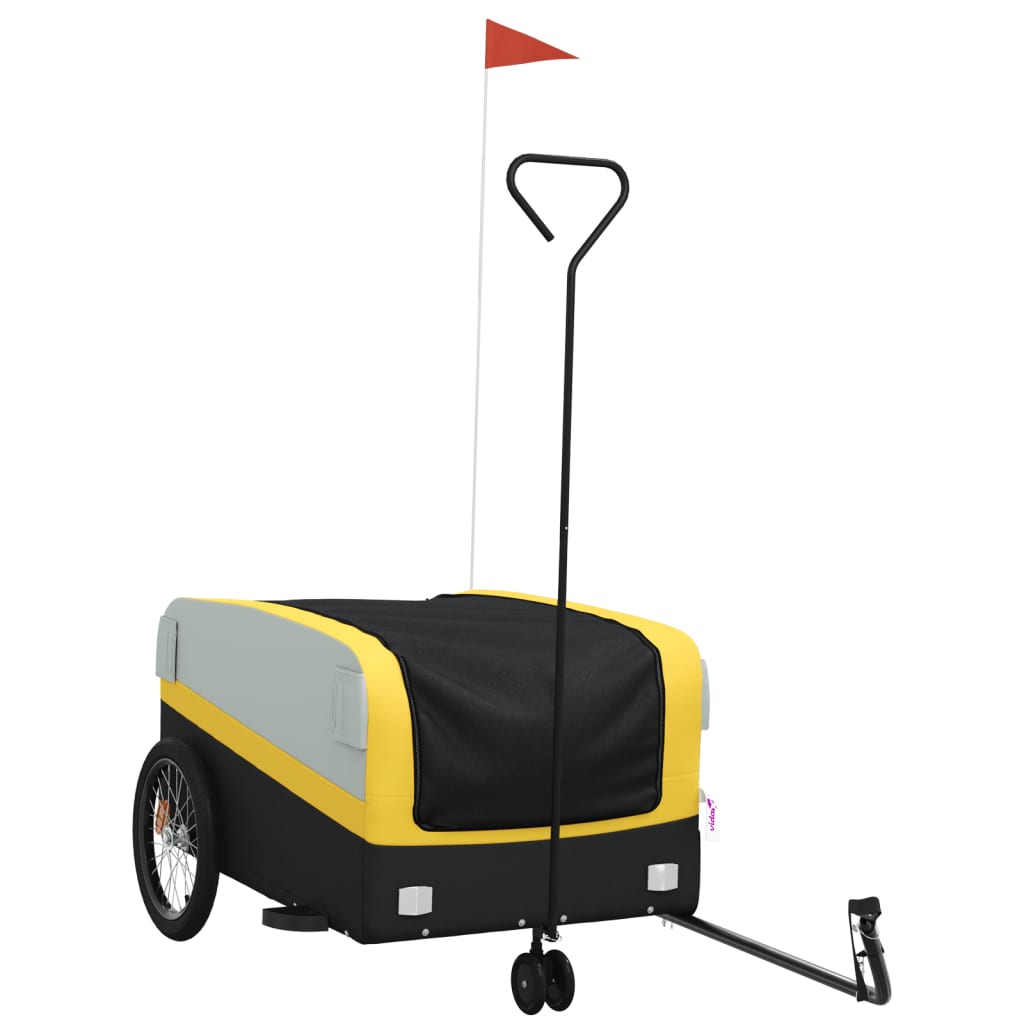 Vidaxl bicycle trailer 45 kg iron black and yellow