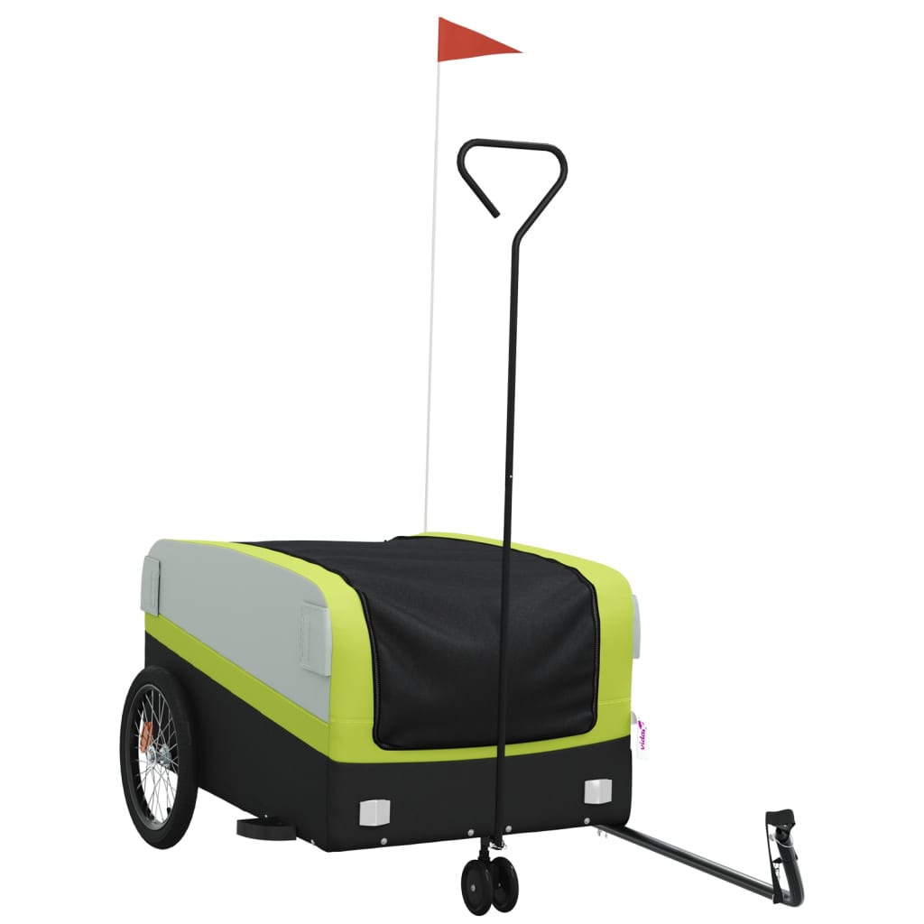 Vidaxl bicycle trailer 45 kg iron black and green