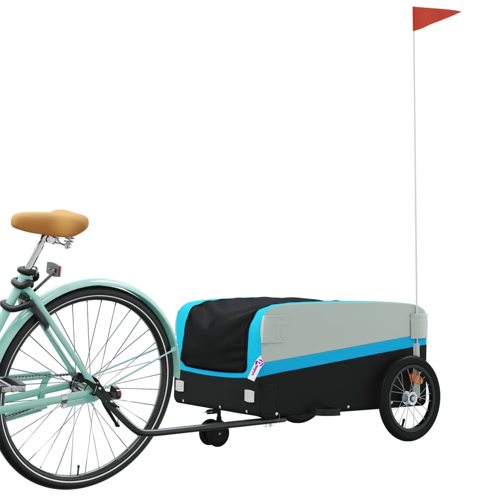 Vidaxl bicycle trailer 45 kg iron black and blue