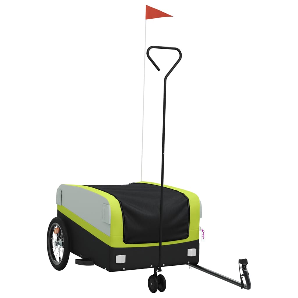 Vidaxl Bicycle Trailer 45 kg de fer noir et vert