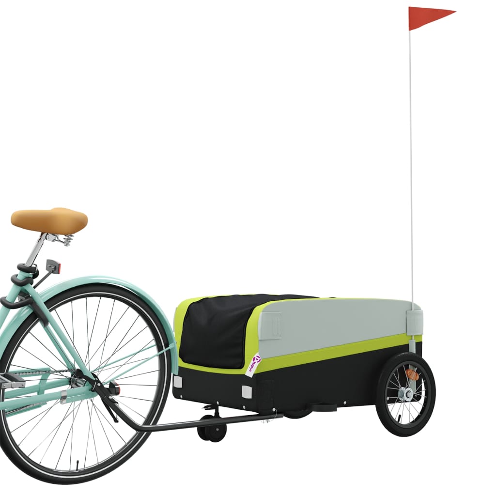 Vidaxl Bicycle Trailer 45 kg de fer noir et vert