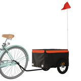 Vidaxl bicycle trailer 30 kg iron black and orange