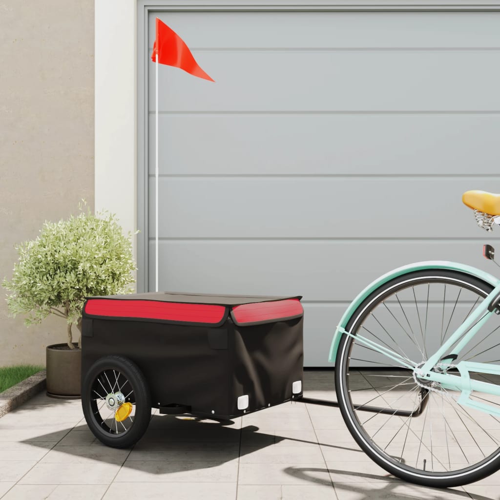 Vidaxl Bicycle Trailer 30 kg de fer noir et rouge