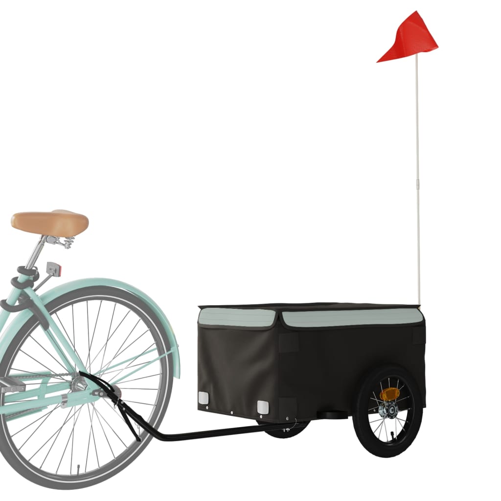 Vidaxl Bicycle Trailer 30 kg de fer noir et gris