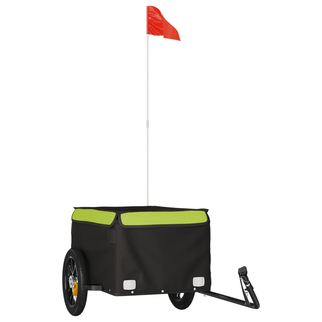 Vidaxl bicycle trailer 30 kg iron black and green