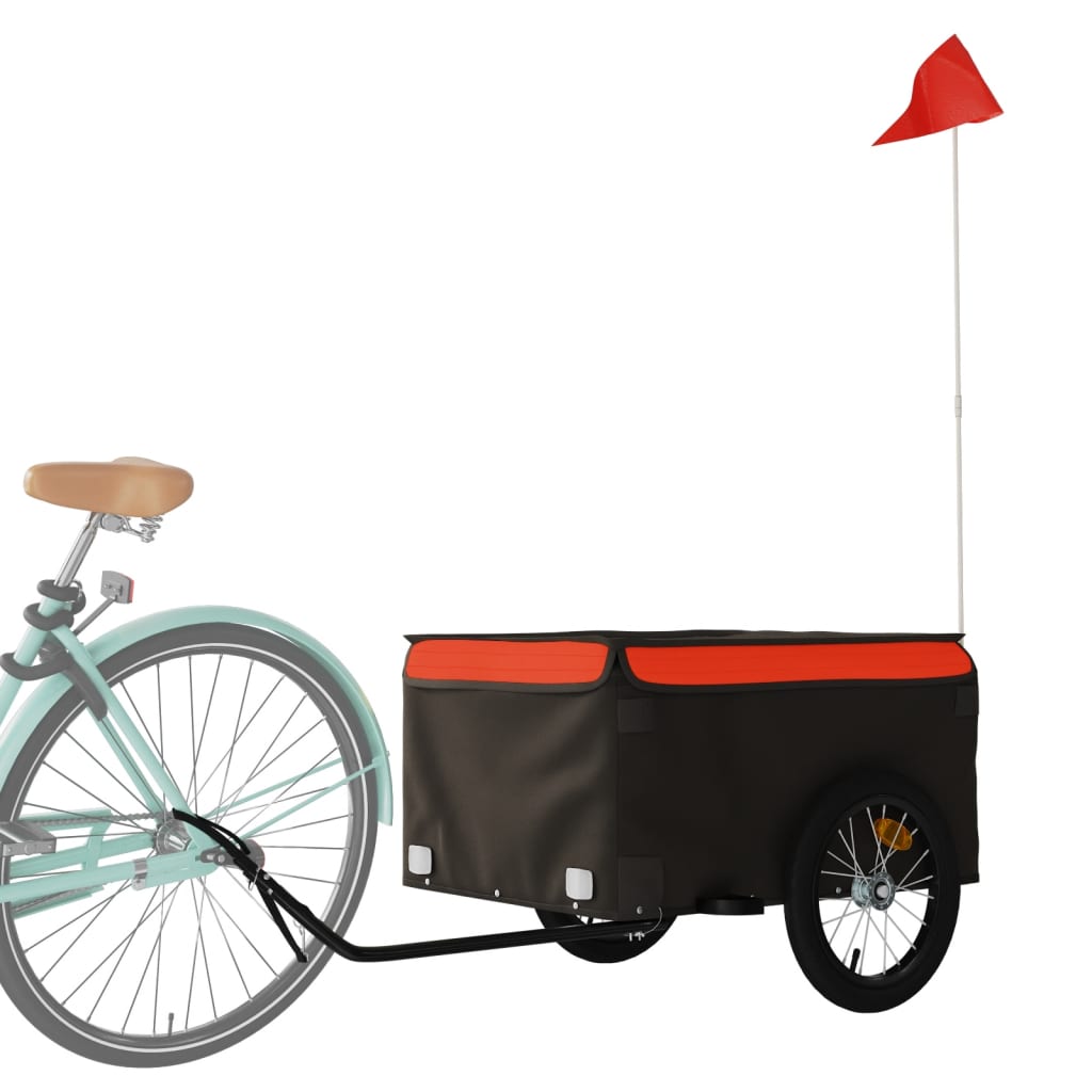 Vidaxl bicycle trailer 45 kg iron black and orange