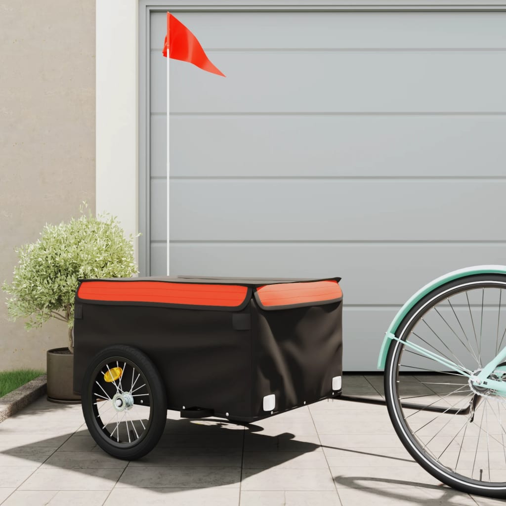 Vidaxl bicycle trailer 45 kg iron black and orange