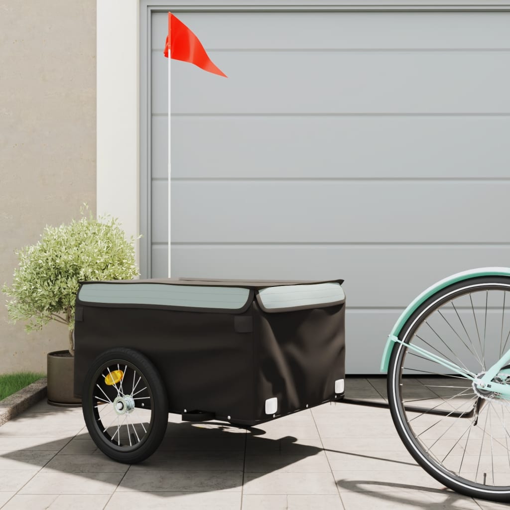 VidaXL Fietstrailer 45 kg ijzer zwart en grijs