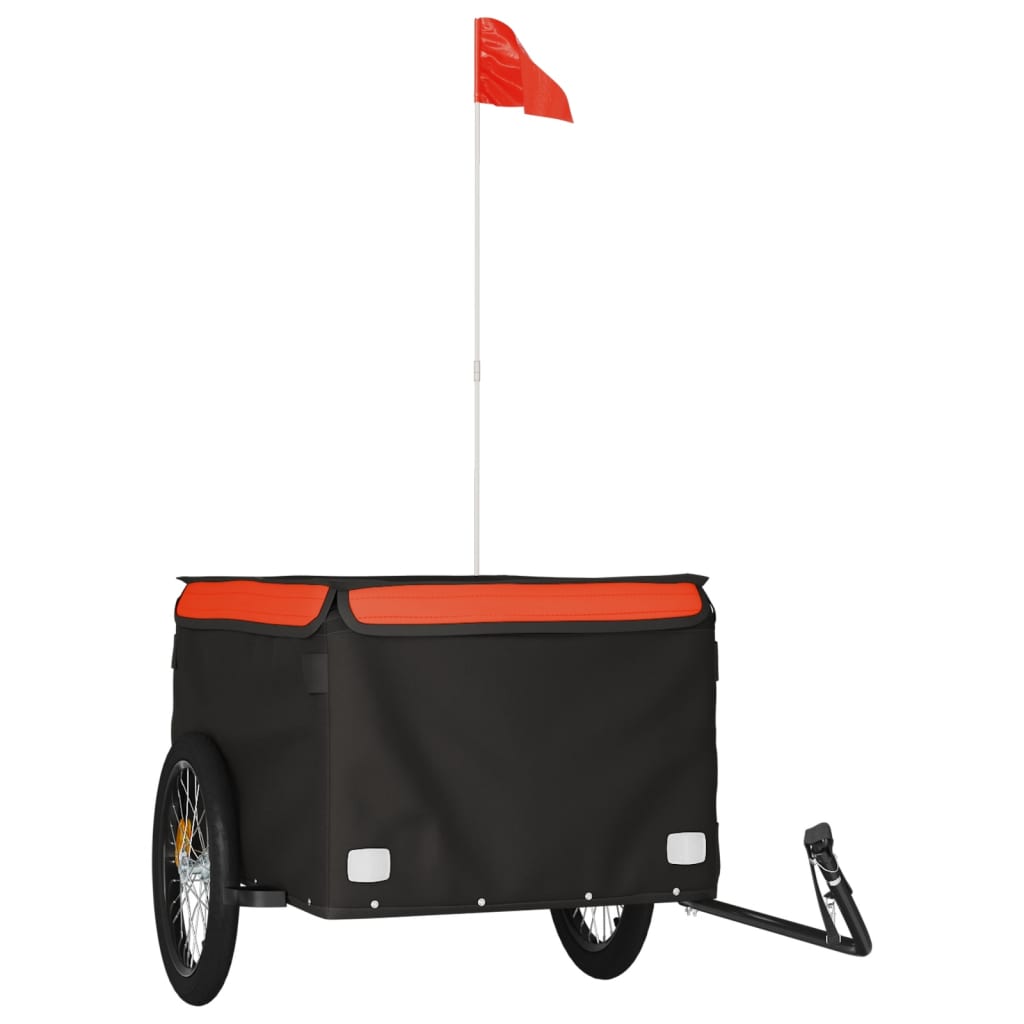 Vidaxl bicycle trailer 45 kg iron black and orange