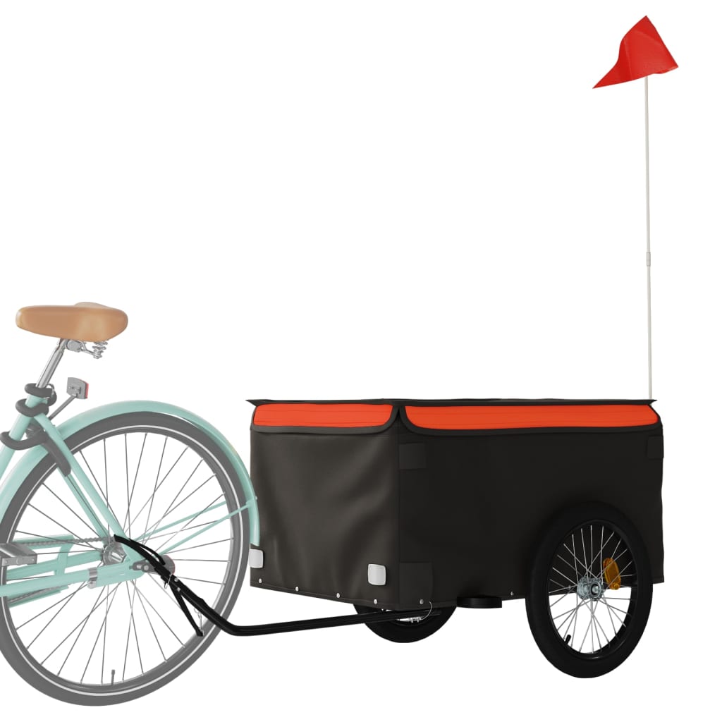 Vidaxl bicycle trailer 45 kg iron black and orange