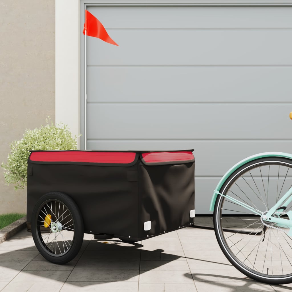 Vidaxl Bicycle Trailer 45 kg de fer noir et rouge