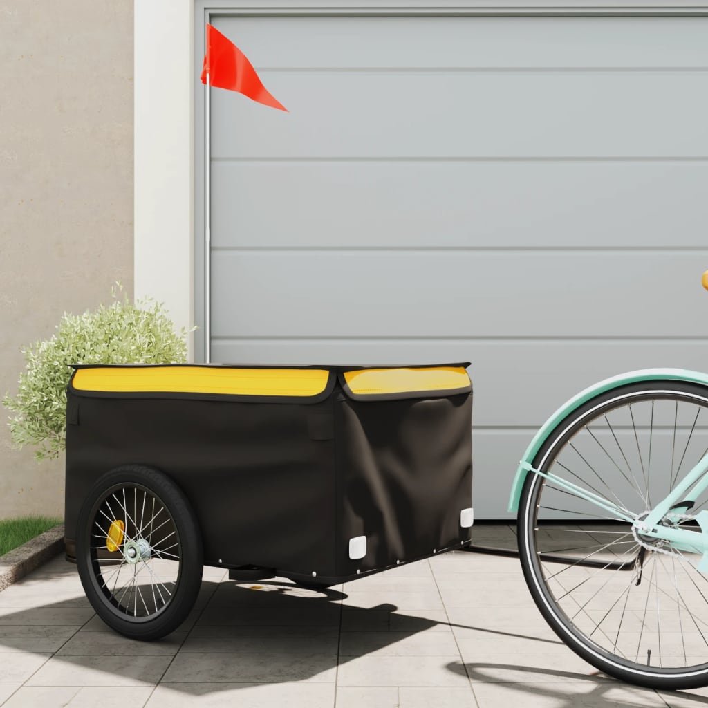 Trailer Vidaxl Bicycle 45 kg di ferro nero e giallo