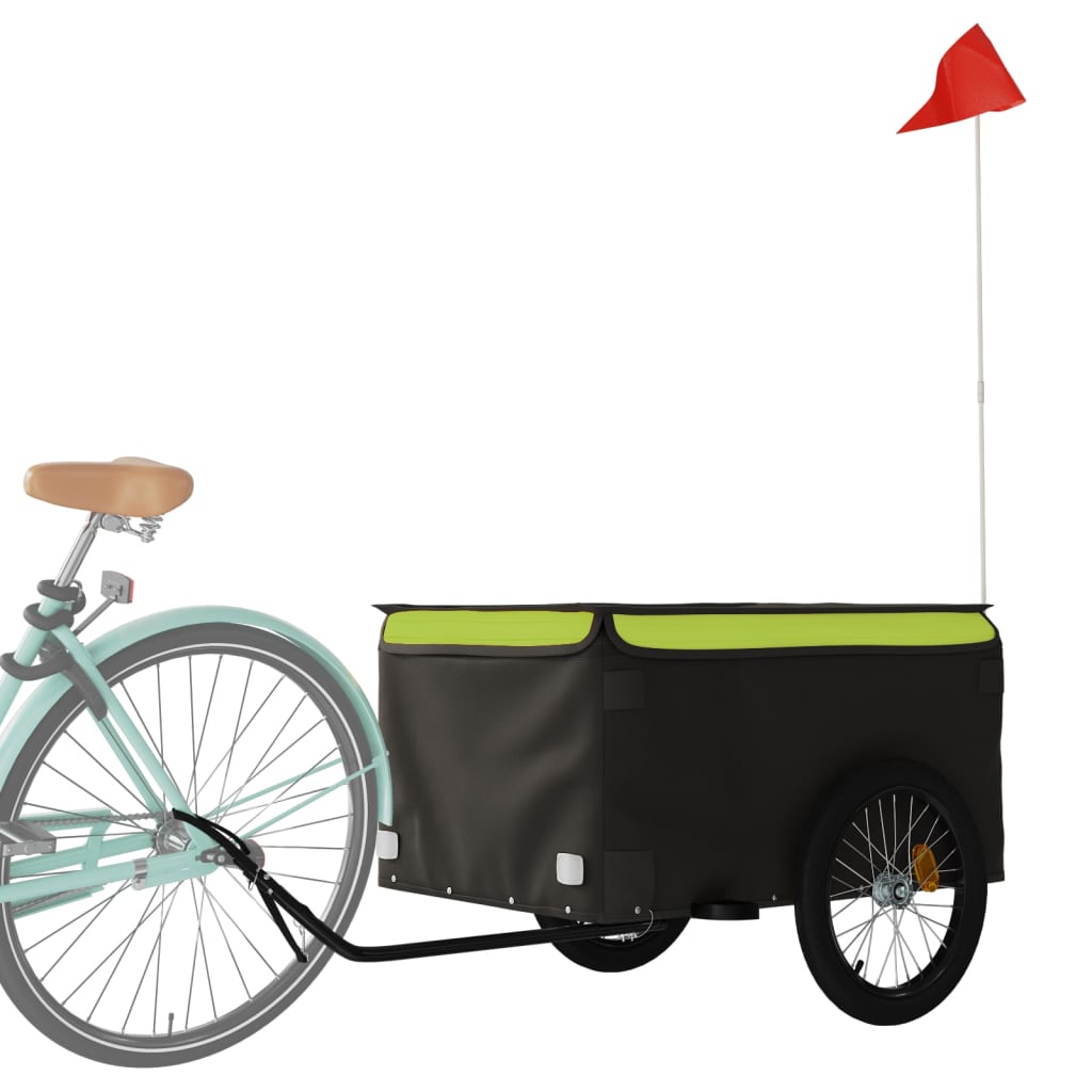 Vidaxl bicycle trailer 45 kg iron black and green