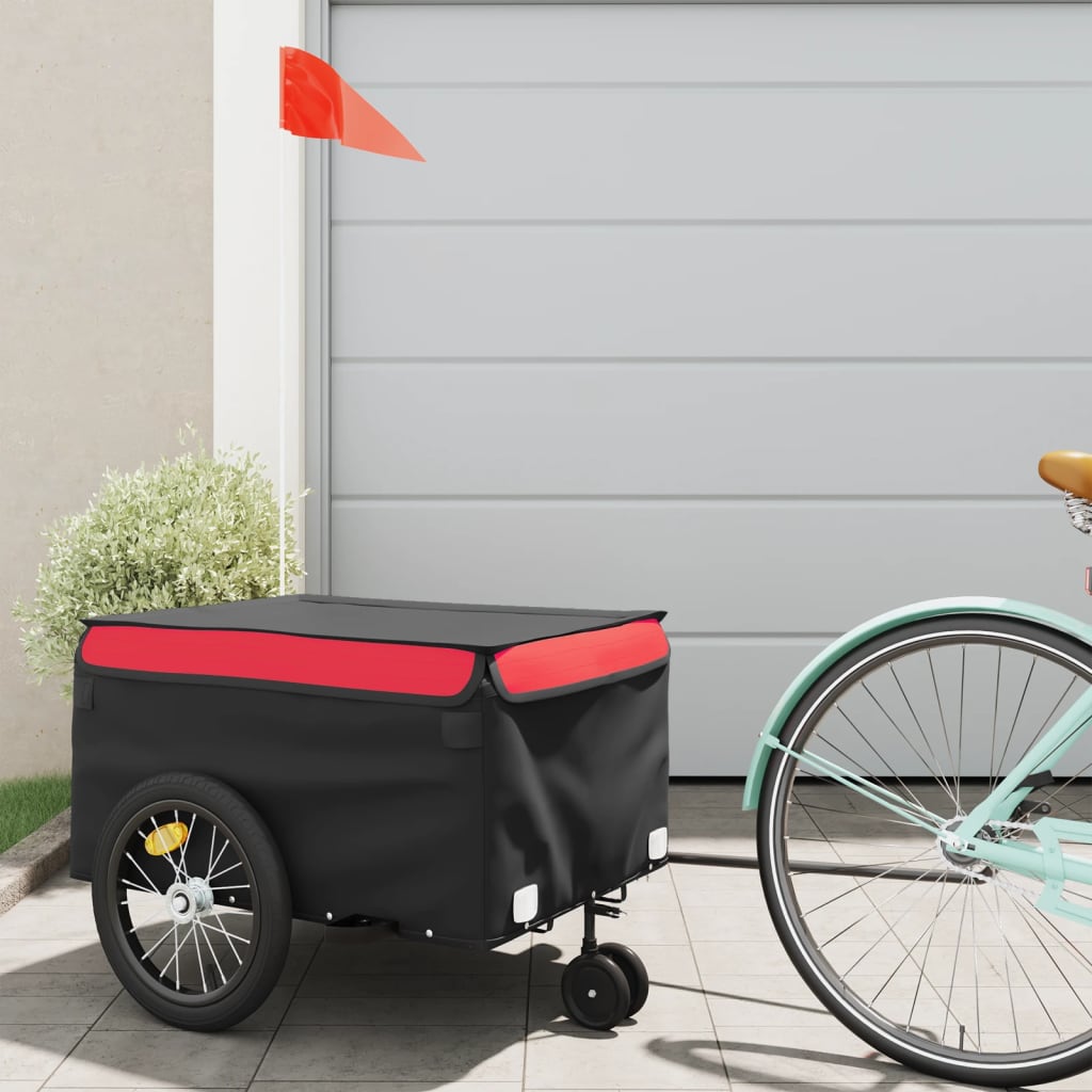 Trailer Vidaxl Bicycle 45 kg di ferro nero e rosso