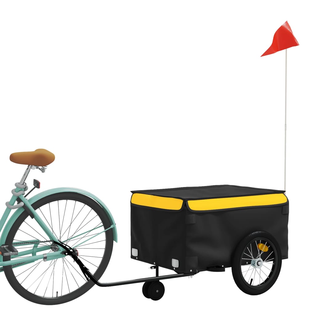 VidaXL Fietstrailer 45 kg ijzer zwart en geel