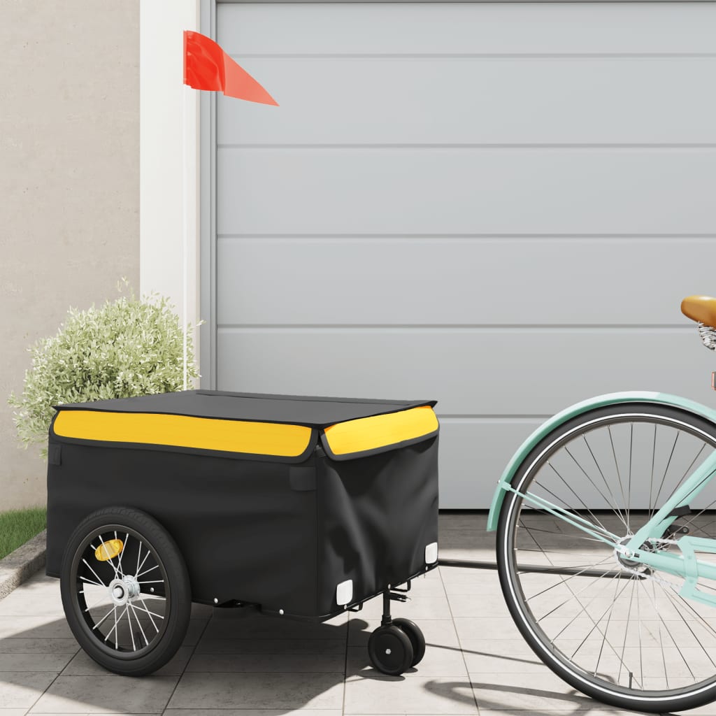 VidaXL Fietstrailer 45 kg ijzer zwart en geel