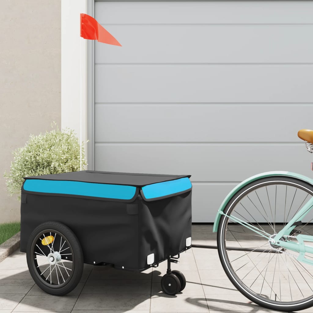 TRAILER VIDAXL BICYCLE 45 kg di ferro nero e blu