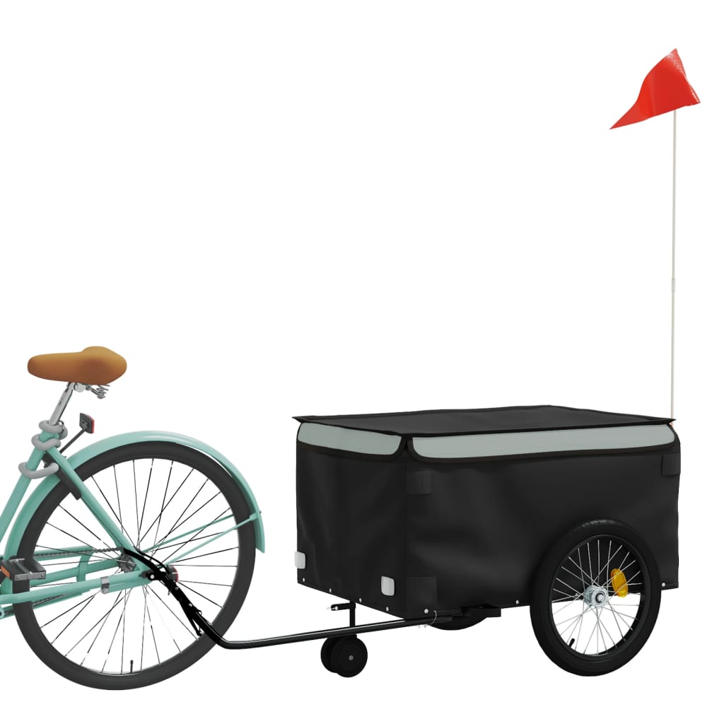 VidaXL Fietstrailer 45 kg ijzer zwart en grijs