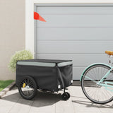 VidaXL Fietstrailer 45 kg ijzer zwart en grijs