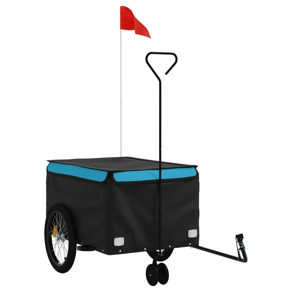 VidaXL Fietstrailer 45 kg ijzer zwart en blauw