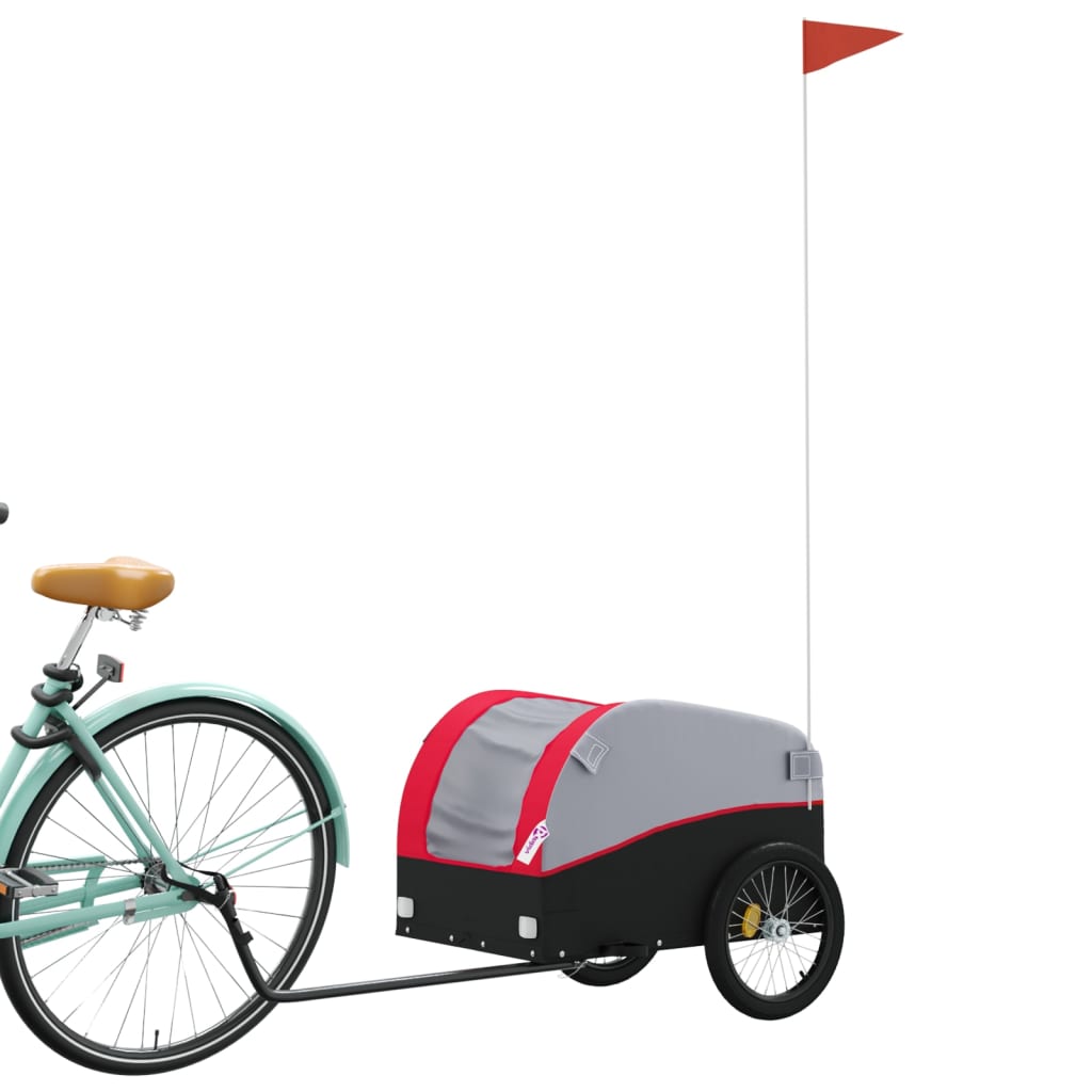 Trailer per biciclette Vidaxl 30 kg di ferro nero e rosso