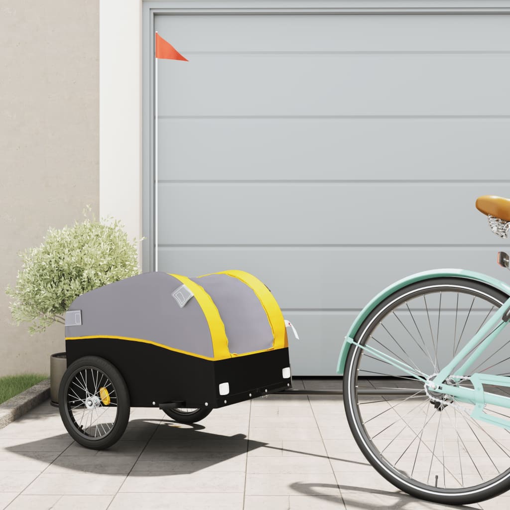 Vidaxl Bicycle Trailer 30 kg di ferro nero e giallo