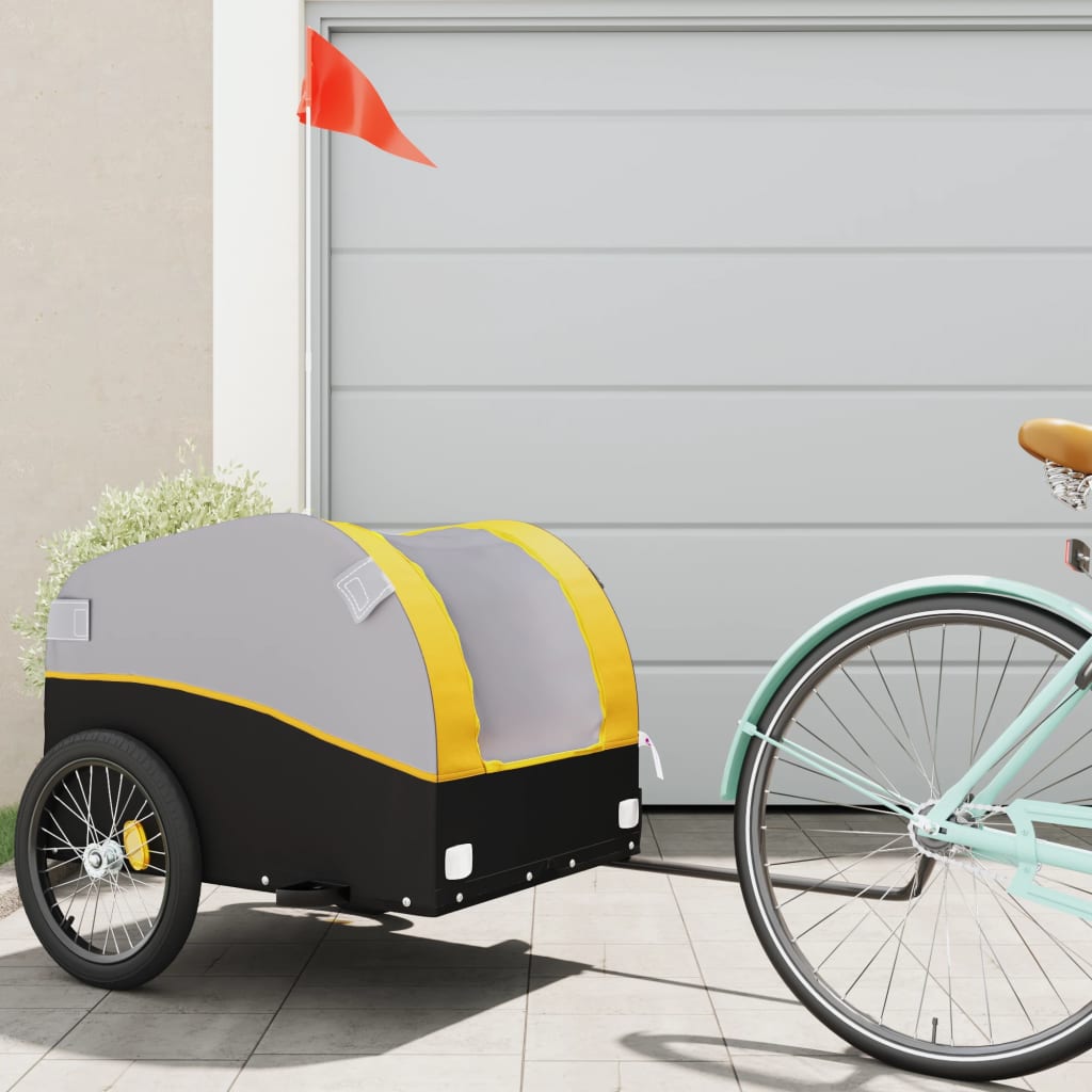 Vidaxl bicycle trailer 45 kg iron black and yellow