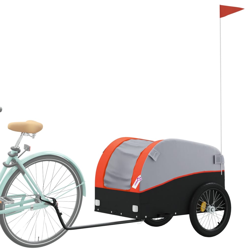 Trailer Vidaxl Bicycle 45 kg di ferro nero e arancione