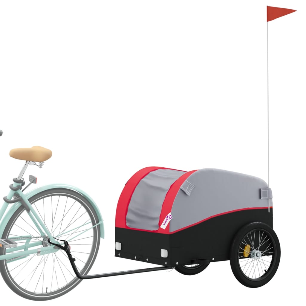 Trailer Vidaxl Bicycle 45 kg di ferro nero e rosso