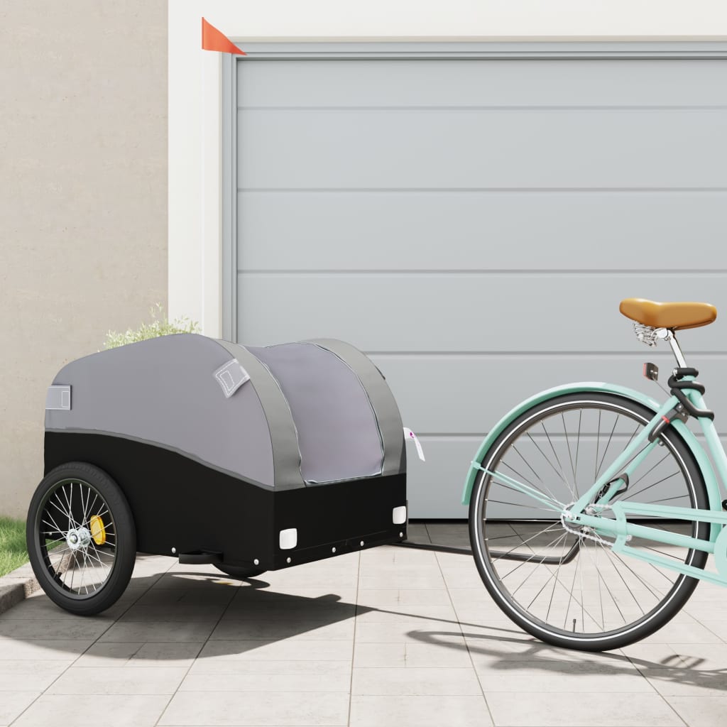 TRAILER VIDAXL BICYCLE 45 kg di ferro nero e grigio