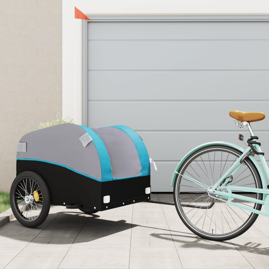 TRAILER VIDAXL BICYCLE 45 kg di ferro nero e blu