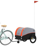 VidaXL Fietstrailer 45 kg ijzer zwart en oranje