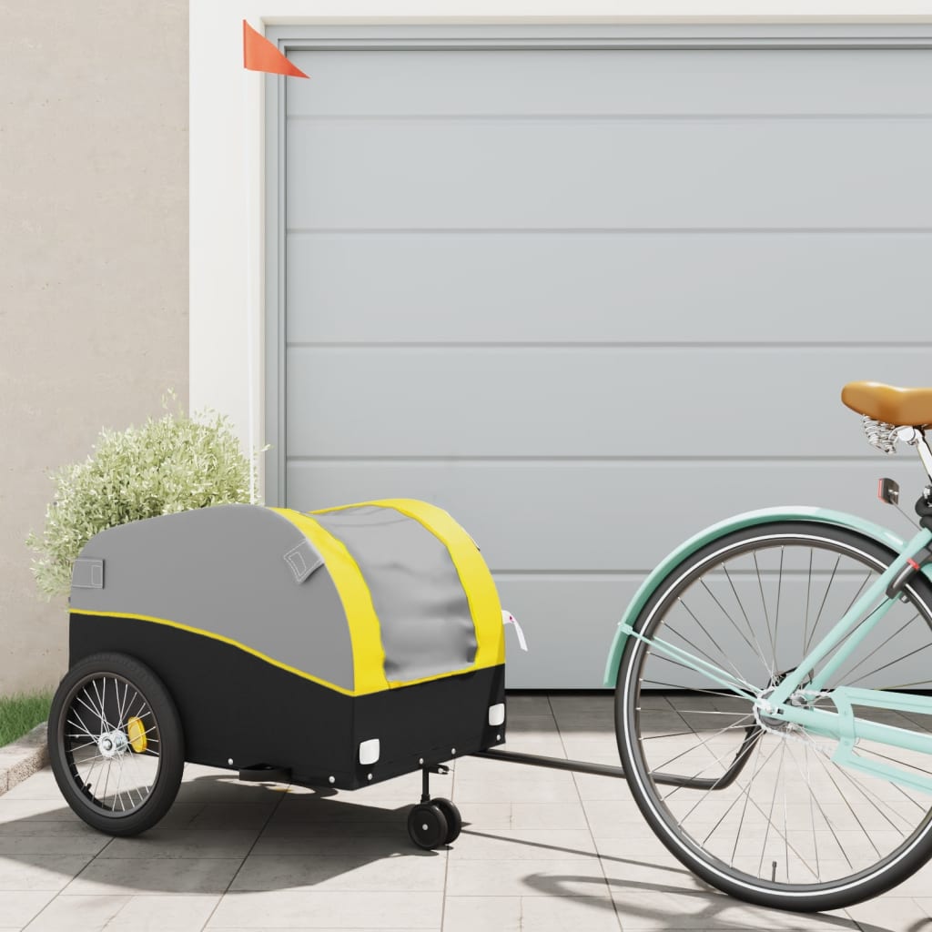 Vidaxl Bicycle Trailer 45 kg de fer noir et jaune