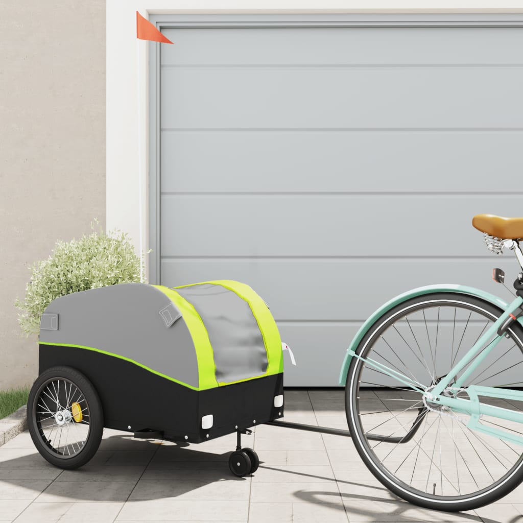 Vidaxl Bicycle Trailer 45 kg de fer noir et vert