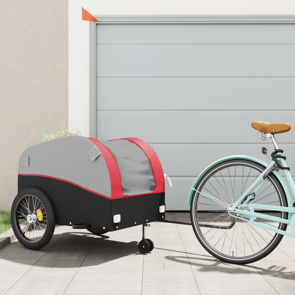 Vidaxl bicycle trailer 45 kg iron black and red